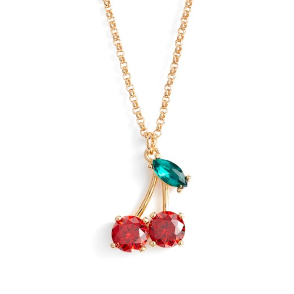 kate spade Gold Cherry Earrings with Red and Green Stones - Picture 2 of 3